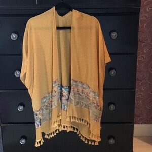 Bohemian Gold Kimono with Colorful Pattern